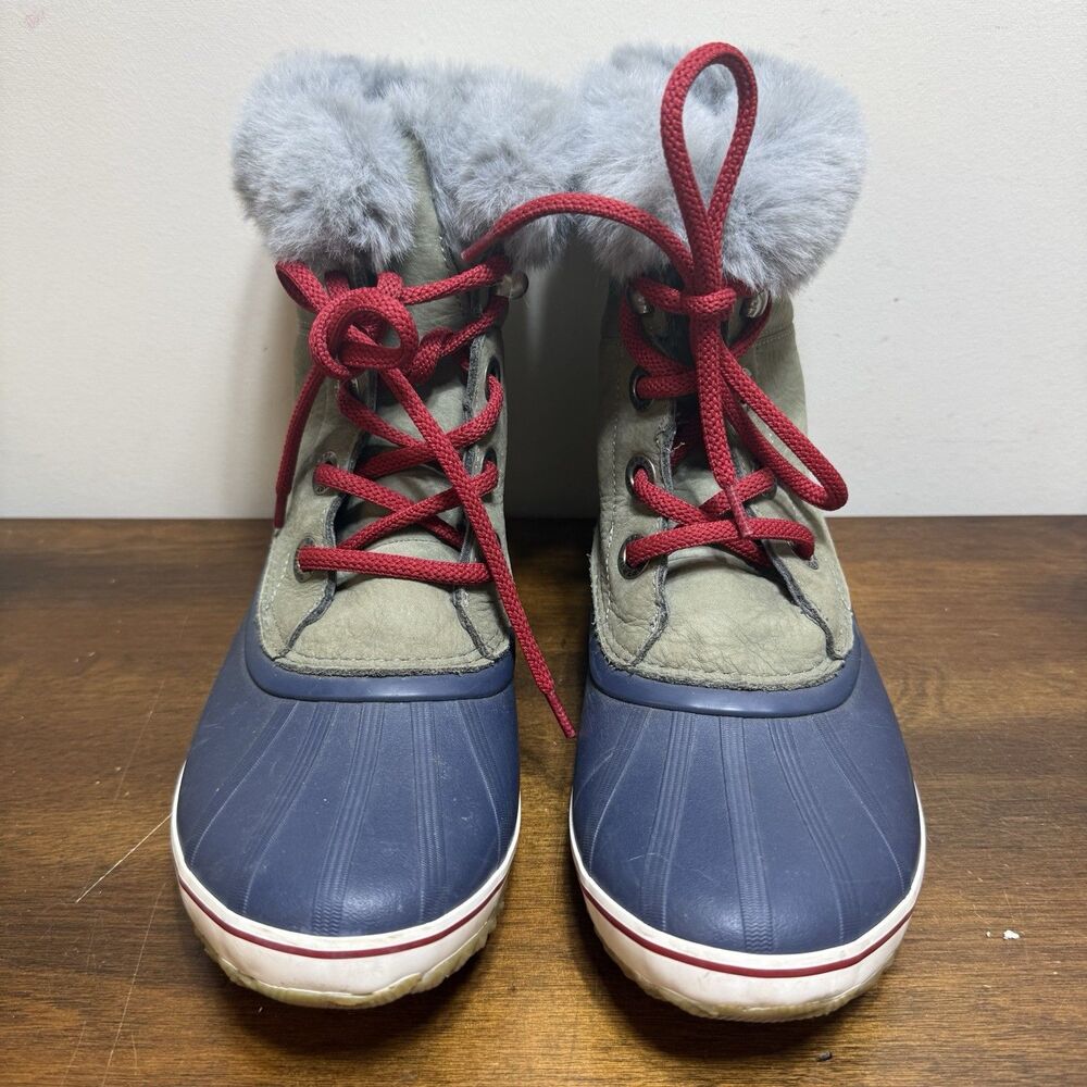 Sperry Duck Boots Cozy Faux-fur Collar Bright Red Lace Fishermancore Hunt Cabin